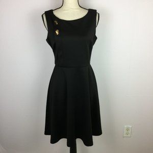 Jessica Simpson Fit & Flare Dress Sz 6 Womans Black Ponte Knit Sleeveless Lined